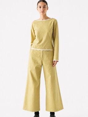 ELEPH Flora Trouser Mustard Wide Leg Cotton Pants XS